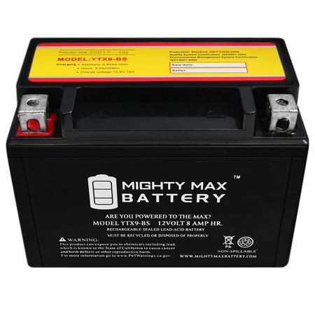 Mighty Max Battery YTX9-BS Battery Replacement for '87 Honda Scooters CH150 Elite Battery YTX9-BS97